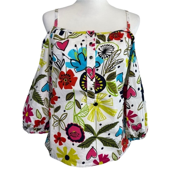 Trina Turk Tops - Trina Turk Multicolor Peek a Boo Shoulder Top Size S